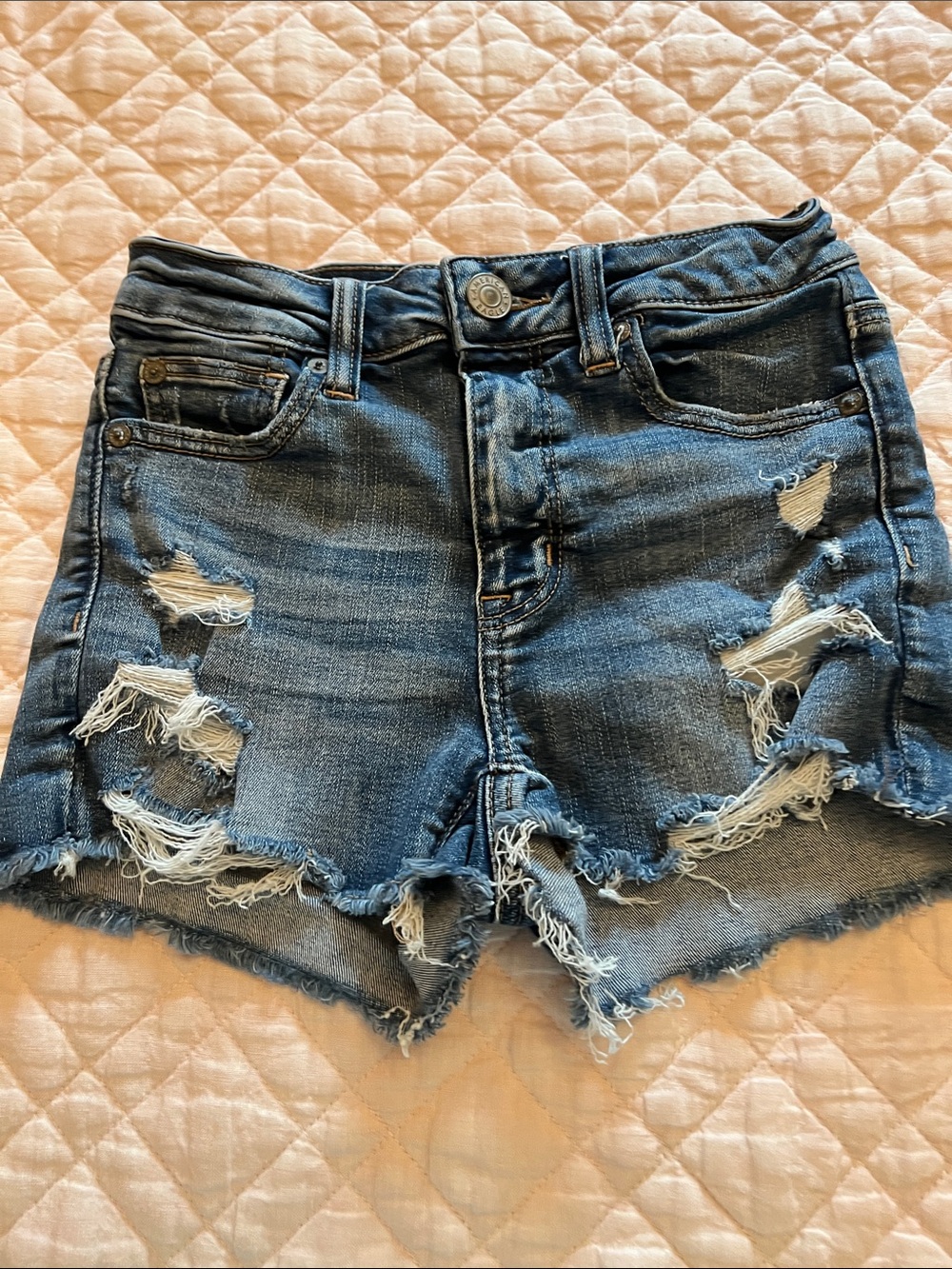American Eagle Outfitters Distressed Dark Blue Denim Shorts